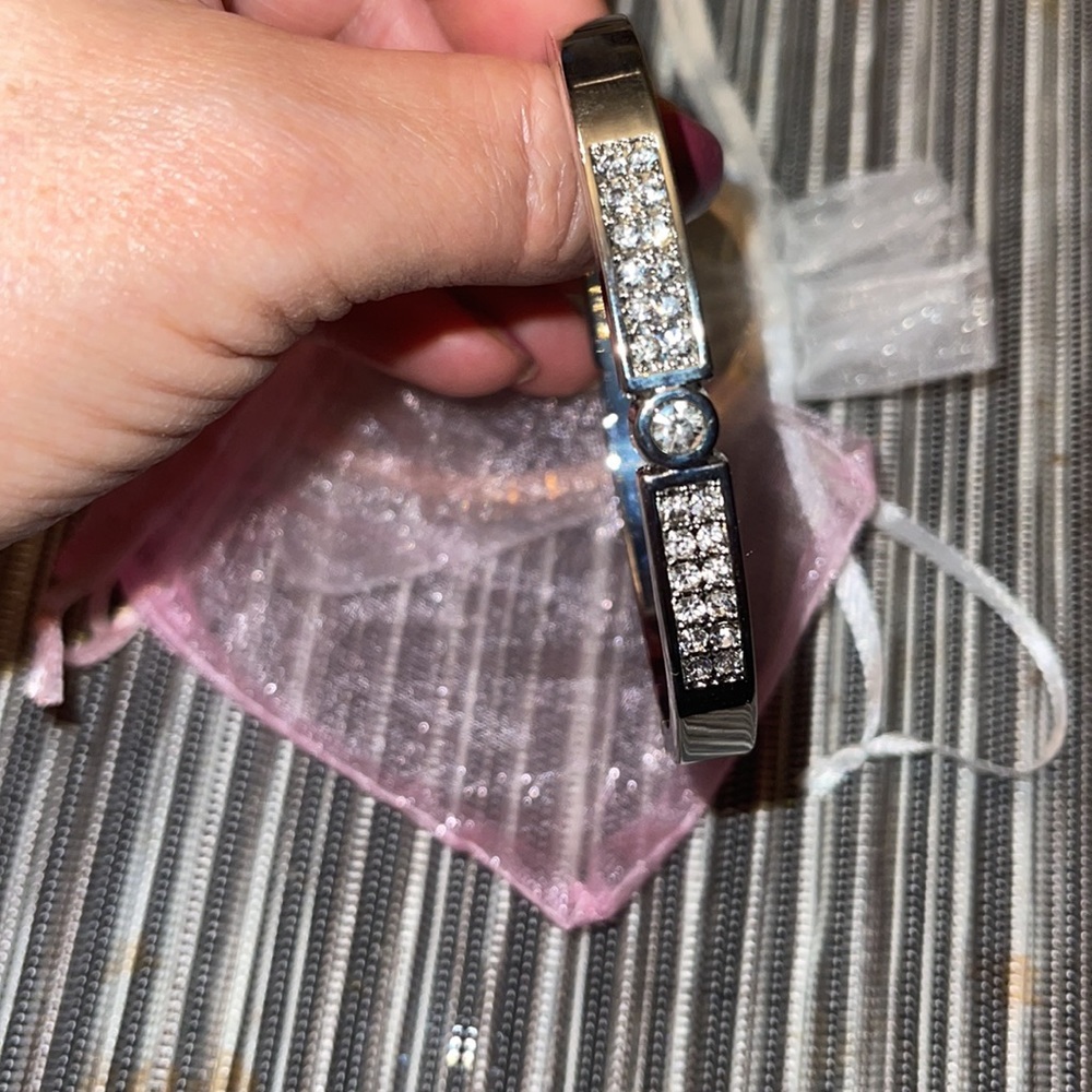 Express Silver Rhinestone Bangle Bracelet - Picture 2 of 6